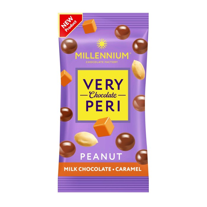 Arašidy v čokoláde Millennium Peri Peanut Milk Chocolate Caramel 45g