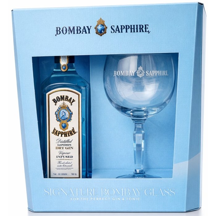 Gin Bombay Sapphire + pohár 40% 0,7L