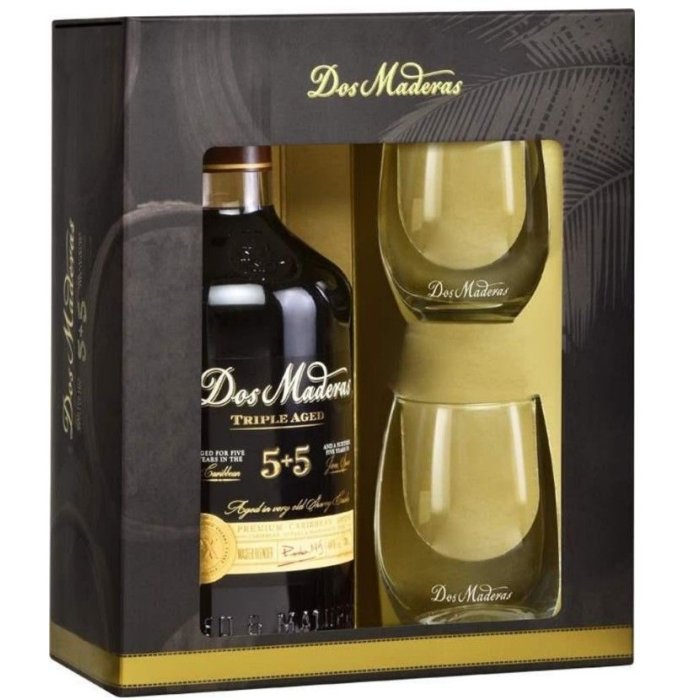 Rum Dos Maderas 5+5 Triple Aged  + 2 poháre 40% 0,7L