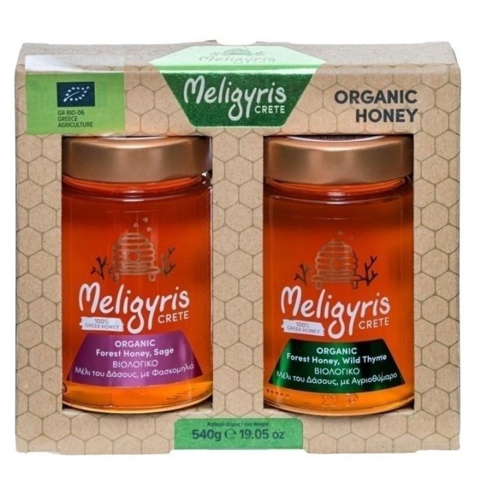 Darčeková sada gréckych Bio medov Meligyris 540g