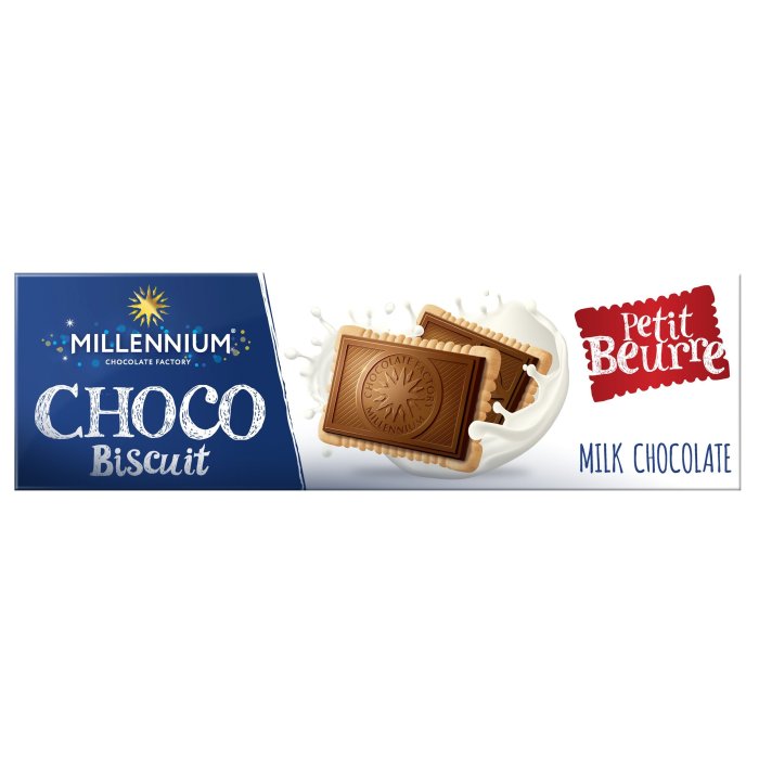Sušienky Millennium Choco Biscuit Petit Beurre Milk Chocolate 132g