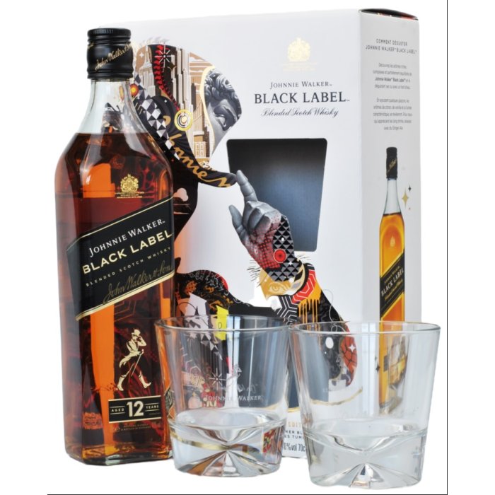 Whisky Johnnie Walker Black 40% 0,7L+2 poháre