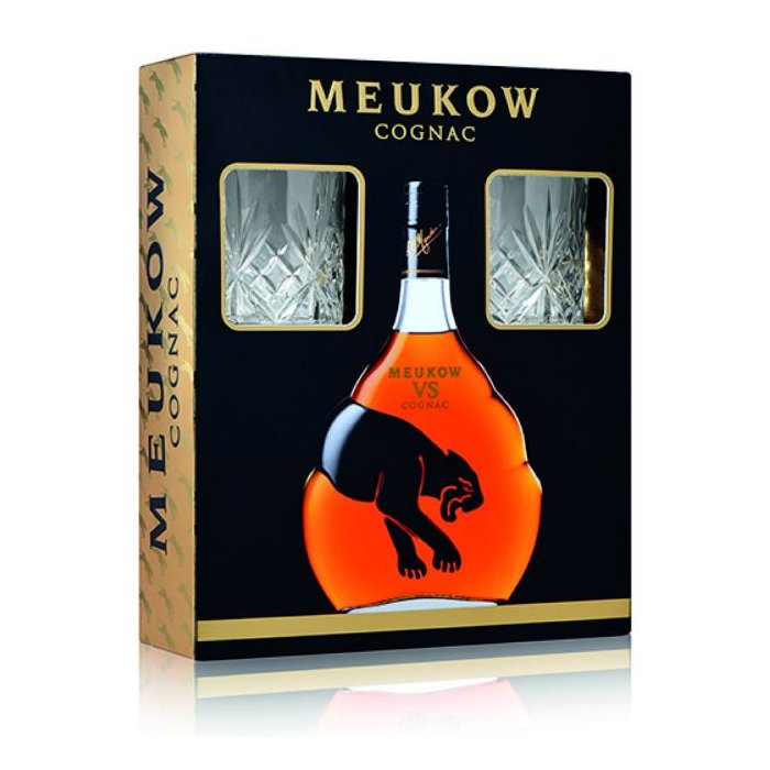 Cognac Meukow VS v darčekovom balení s 2 pohármi 40% 0,7L