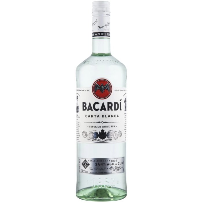 Rum Bacardi Carta Blanca 37,5% 1L