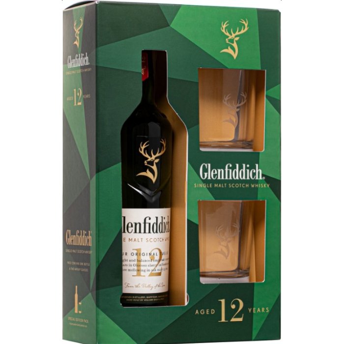 Whisky Glenfiddich 12y 40% 0,7L+ 2 poháre