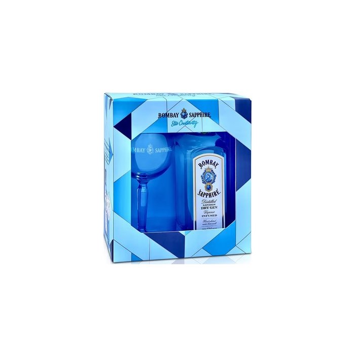 Gin Bombay Sapphire s pohárom 40% 0,7L