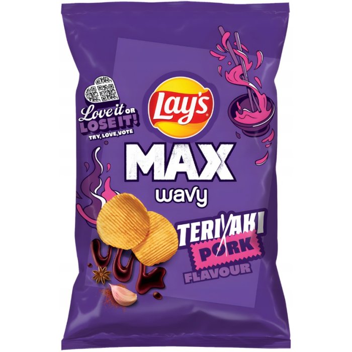 Lay’s MAX Wavy Teriyaki Pork Flavour zemiakové lupienky 120g