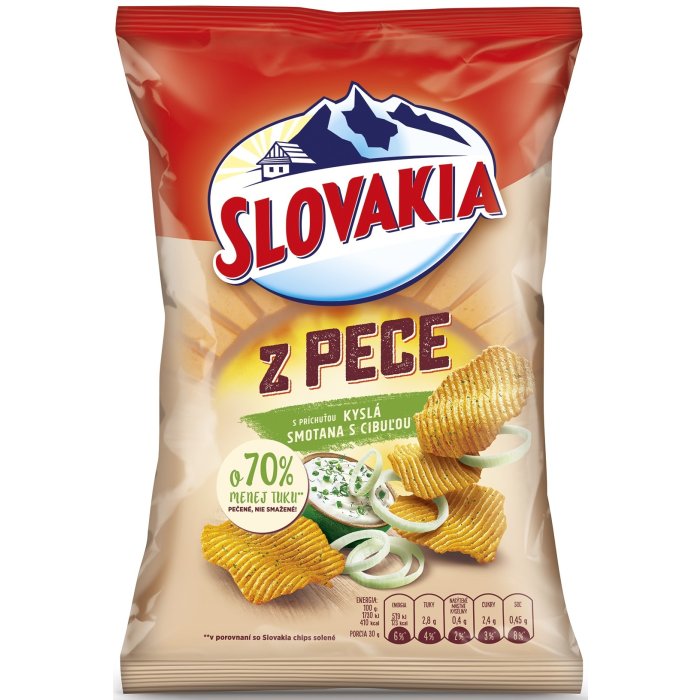 Chipsy Slovakia Z PECE Kyslá smotana s cibuľou 100g