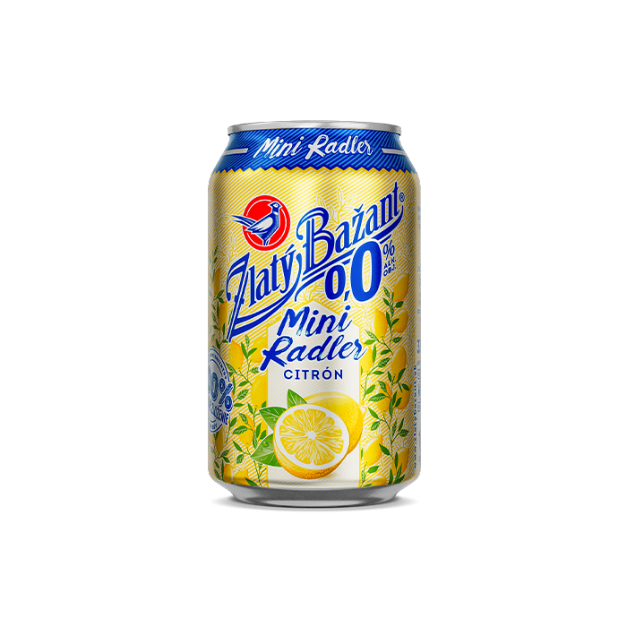 Zlatý Bažant mini Radler 0,0% Citrón 0,33L