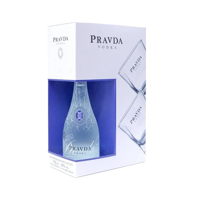 Vodka Pravda 40% 0,7L +2x pohár