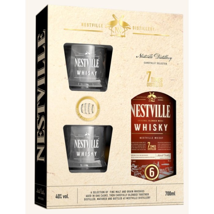 Nestville Whisky Blended 6yo darčekové balenie s pohármi  40% 0,7L